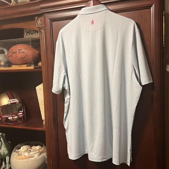 New Johnnie-O Santa Monica Light Blue & Pink Striped Golf Tennis Sports Polo! - Picture 9 of 12